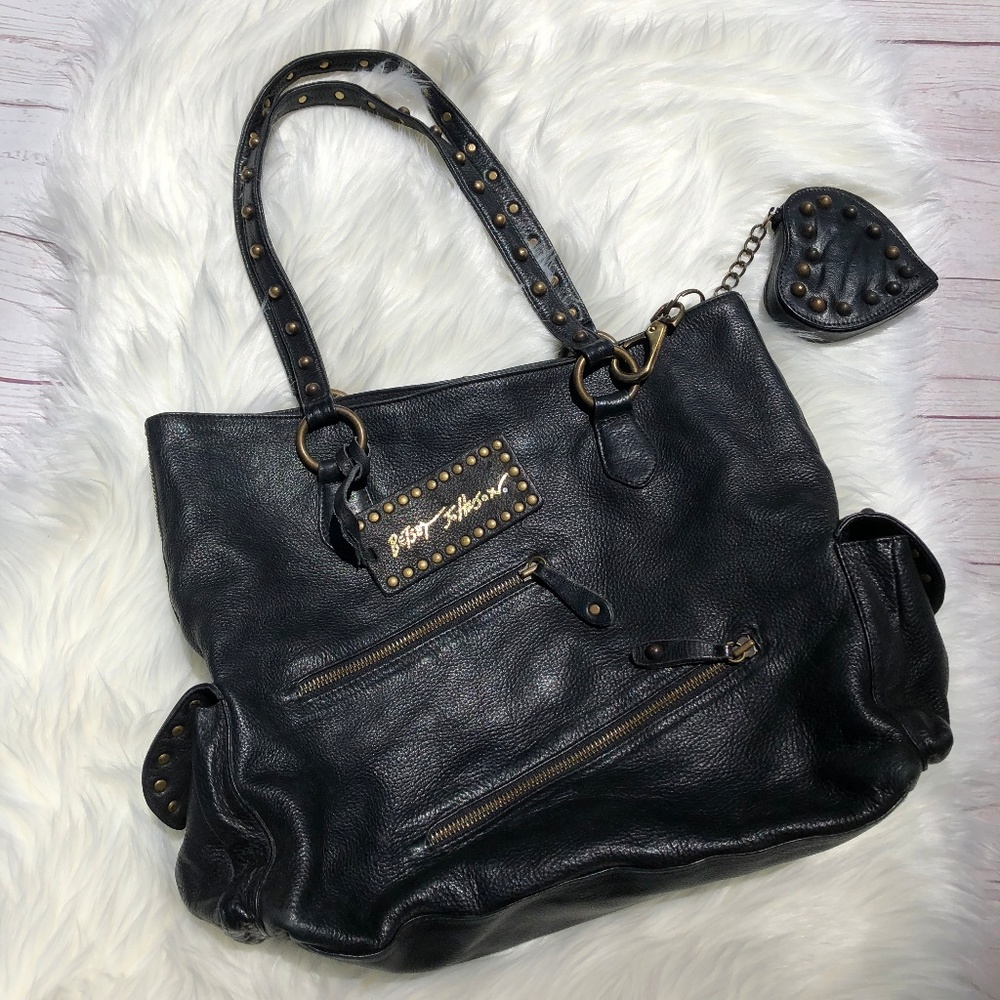 [Betsey Johnson] Studded Zipper Shopper Tote Bag